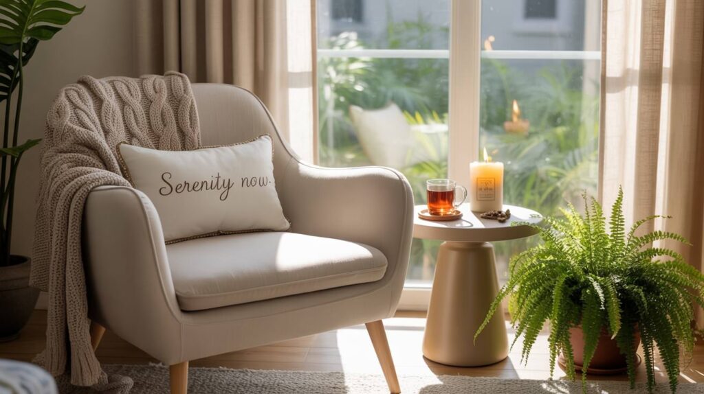 serene and calm setting with arm chair