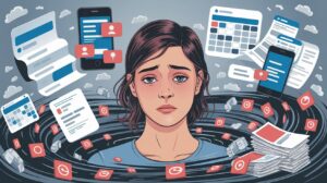 illustration of woman in modern stress epidemic