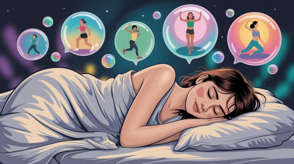 woman sleeping dreaming of ideal body